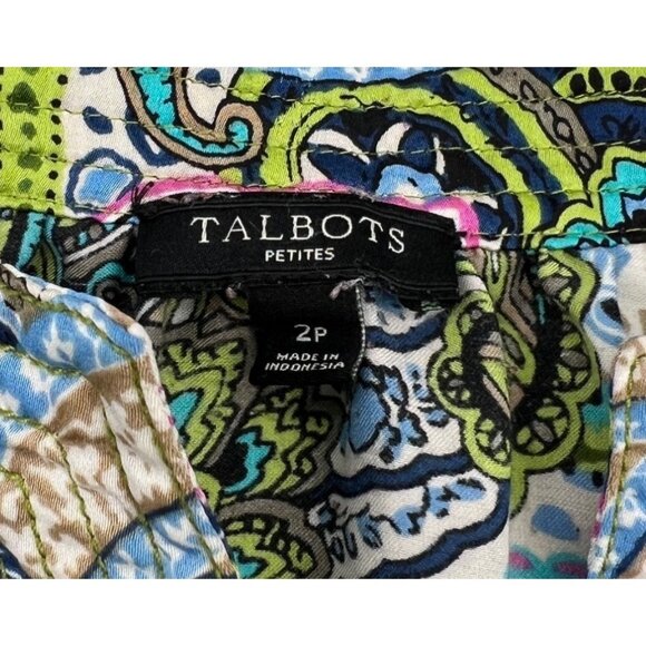 Talbots Petite Womens 2P Multicolor Paisley Short Sleeve Blouse - Picture 2 of 5